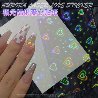 Sticker hình trái tim dạ quang dán móng, sticker dán móng