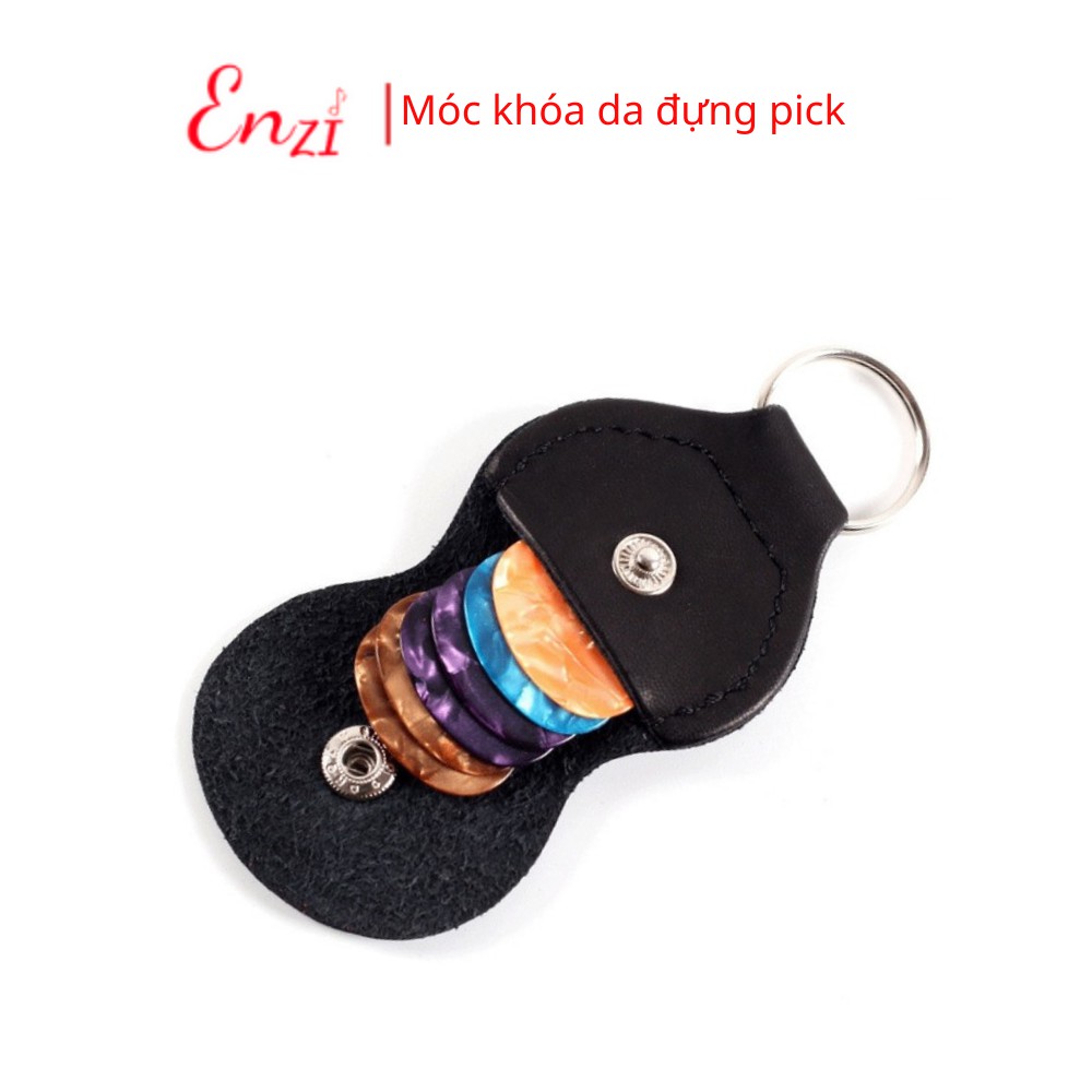 Móc khoá da đựng phím gảy pick gảy chất lượng Enzi