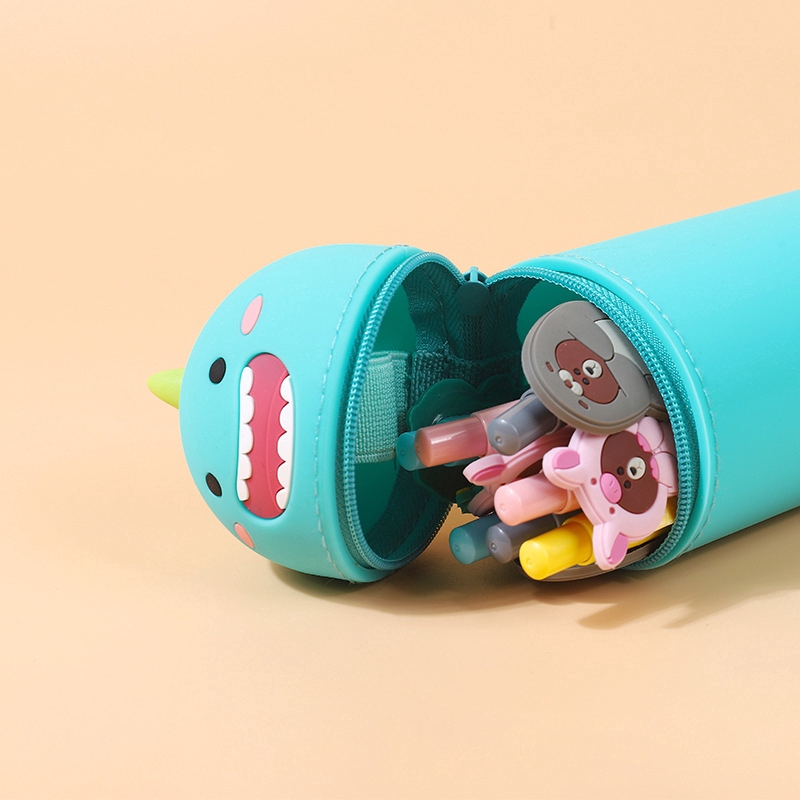 Cute cartoon bear, Pikachu retractable pen holder student stationery box Marvel Spider-Man pen holder fashion makeup brush storage bag