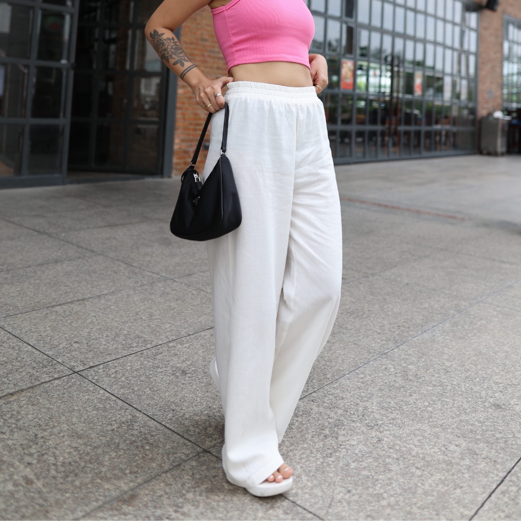 Belle Pants - Quần ống rộng Linen lưng thun thoải mái