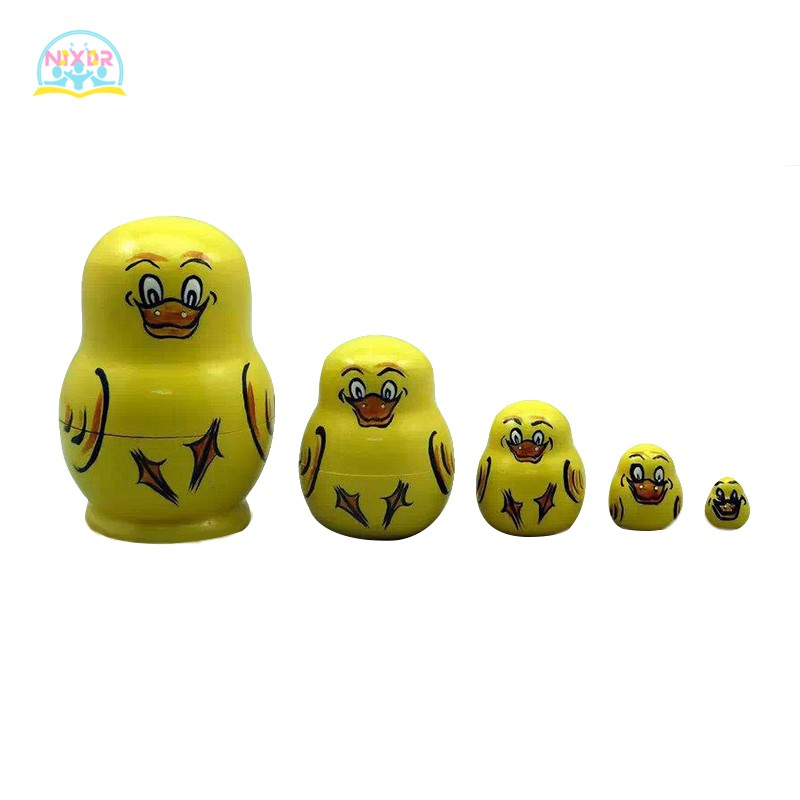 Búp Bê Nga Matryoshka 5 Lớp Bằng Gỗ Vẽ Tay Hình Động Vật Trang Trí Nhà Cửa