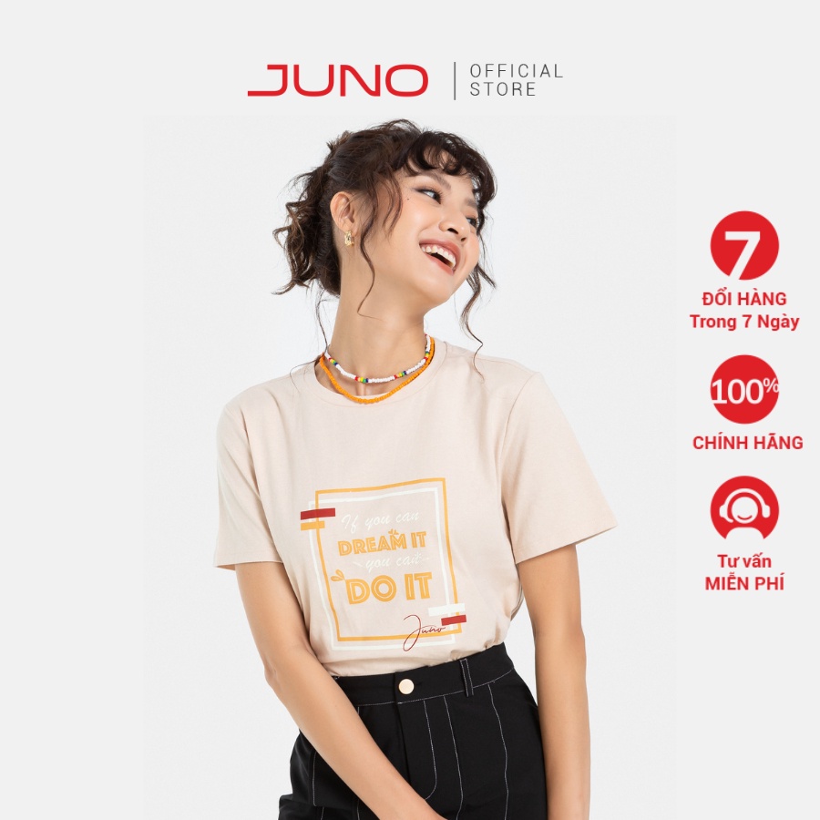 Áo Thun Nữ Thời Trang JUNO Form Vừa In Chữ JNATH010