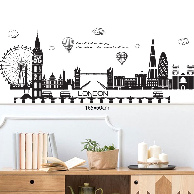 Hình Dán London-Anh | Decal Dán Tường Trang Trí Quán Cafe, Quán Nail, Phòng Spa, Dán Phòng Ngủ, Phòng Khách