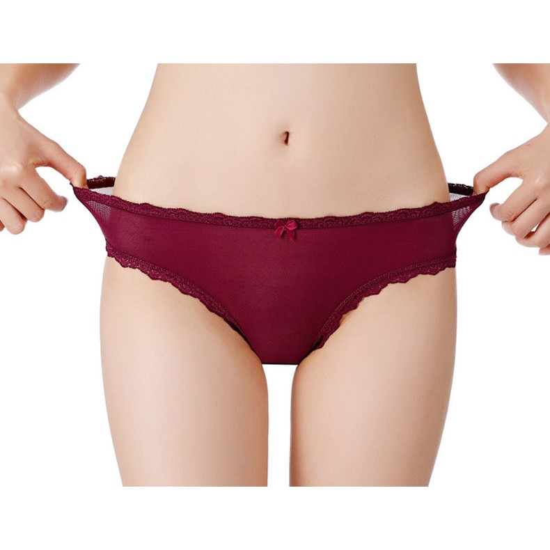 Quần lót nữ, quần lót cotton phối ren lưới kháng khuẩn thoáng mát đính nơ xinh siêu tôn dáng | BigBuy360 - bigbuy360.vn