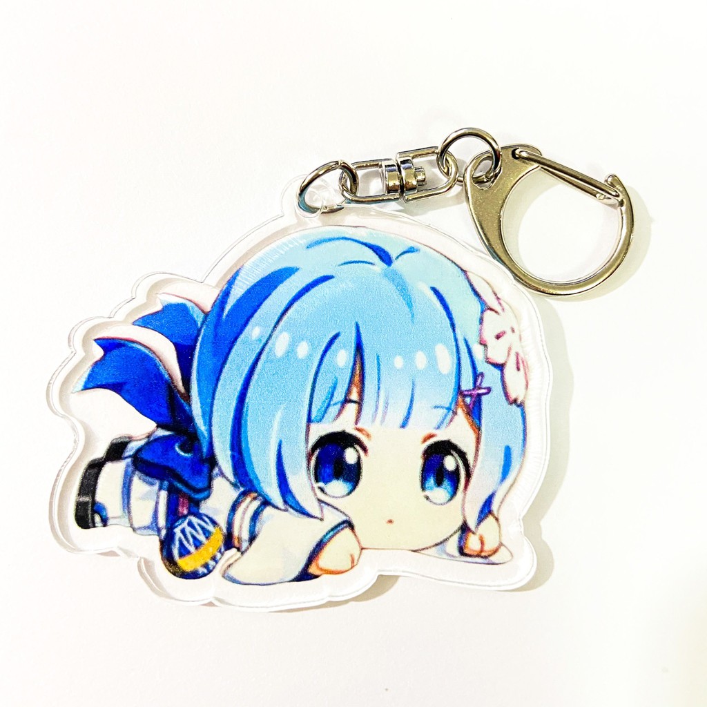 ( Mica trong acrylic ) Móc khóa RE:ZERO Bắt Đầu Lại Ở Thế Giới Khác REM EMILIA ver NẰM anime chibi xinh xắn đáng yêu