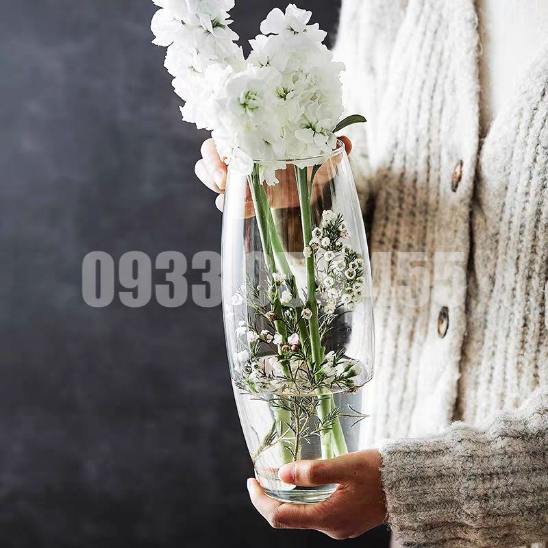 Bình bông lọ hoa hình trụ búp dáng cao, lọ cắm hoa thủy tinh trụ tròn