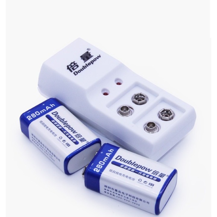 BỘ SẠC PIN VUÔNG DP-B09 TẶNG 1 PIN 9V 280MAH DOUBLEPOW