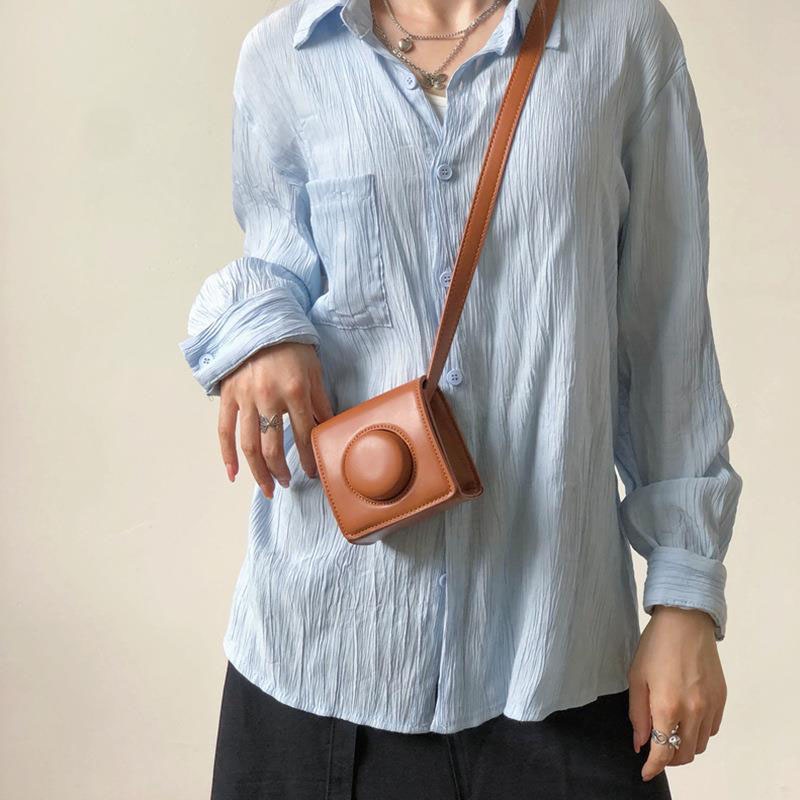 Túi đeo chéo IELGY màu trơn phong cách retro thời trang cho nữ