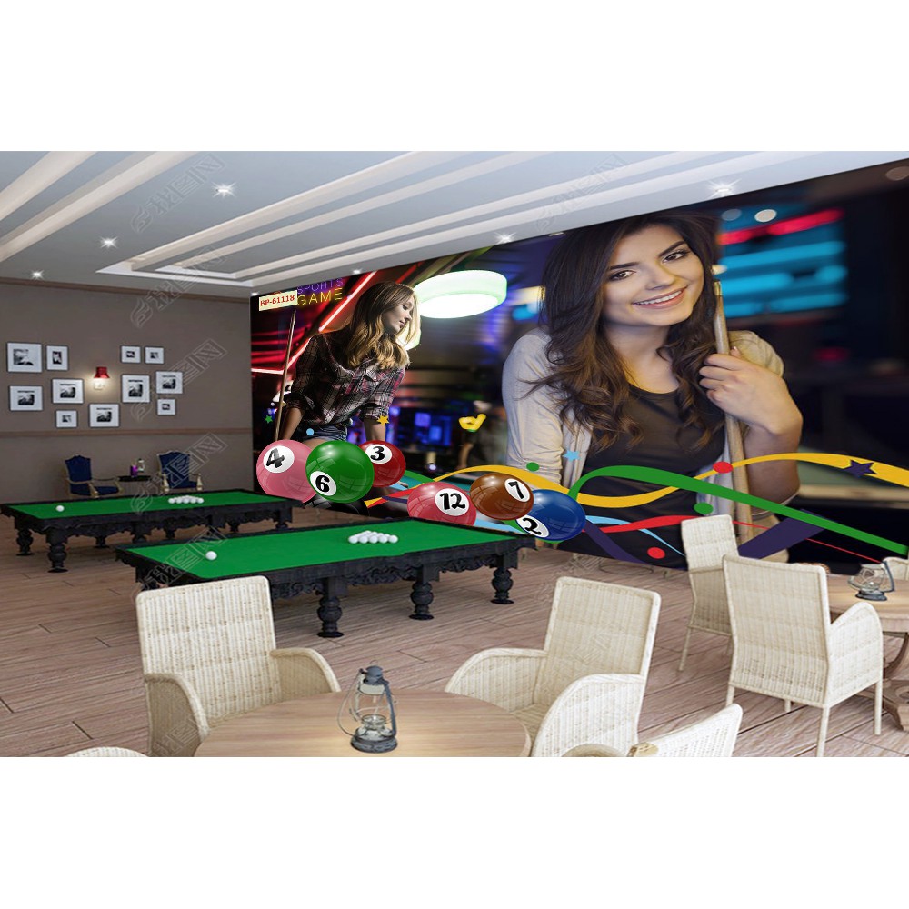 Tranh lụa 3d trang trí quán Bi-a Kích Thước 1,5m x 2m Bi-a 3