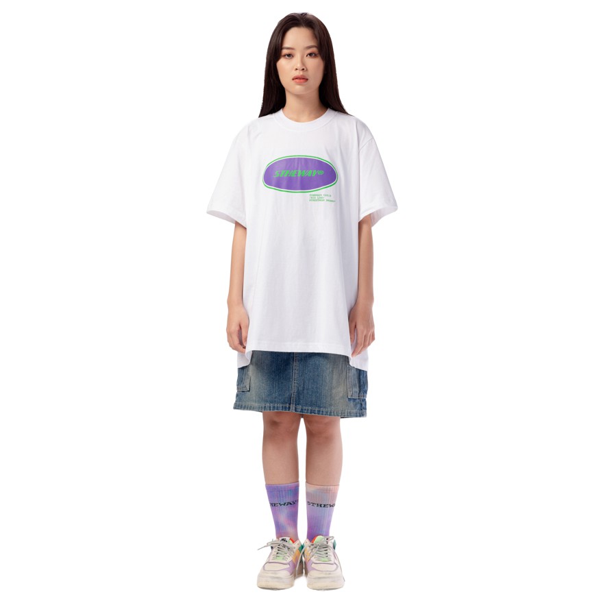 Áo thun tay ngắn 5THEWAY /oval/ SQUARE TEE in WHITE