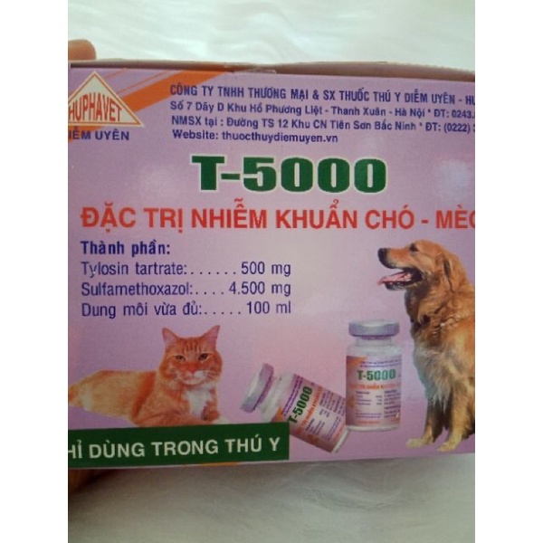 T.5000 10ml - tiêu chảy , viêm phổi cho chó , mèo