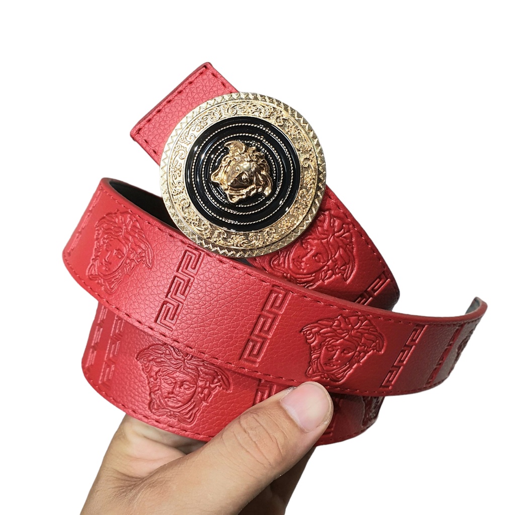 Thắt lưng nam mặt tròn mạ vàng chạm mặt phối màu siêu đẹp thời thượng giá rẻ