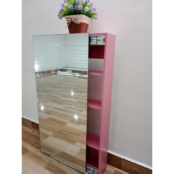 Kệ treo tường kèm gương nhà tắm 56x34x13cm