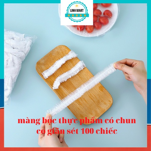 Màng bọc thực phẩm co giãn siêu dai có chun hình túi gấu set 100 chiếc LINH MART