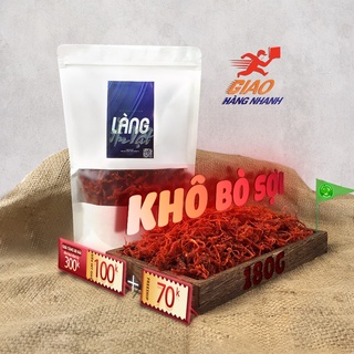 Khô bò xé sợi 180g Làng Ăn Vặt thịt bò khô loại 1 đồ ăn vặt đà lạt ngon bổ rẻ
