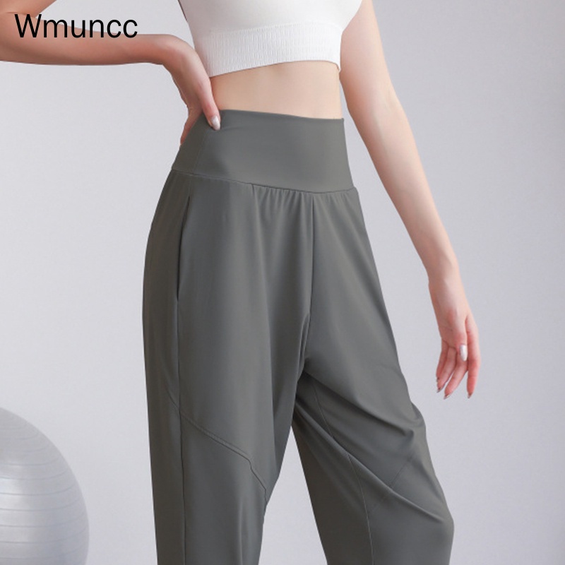 Wmuncc Quần Legging Thể Thao Lưng Cao Dáng Suông Mau Khô Có Túi Thời Trang Cho Nữ