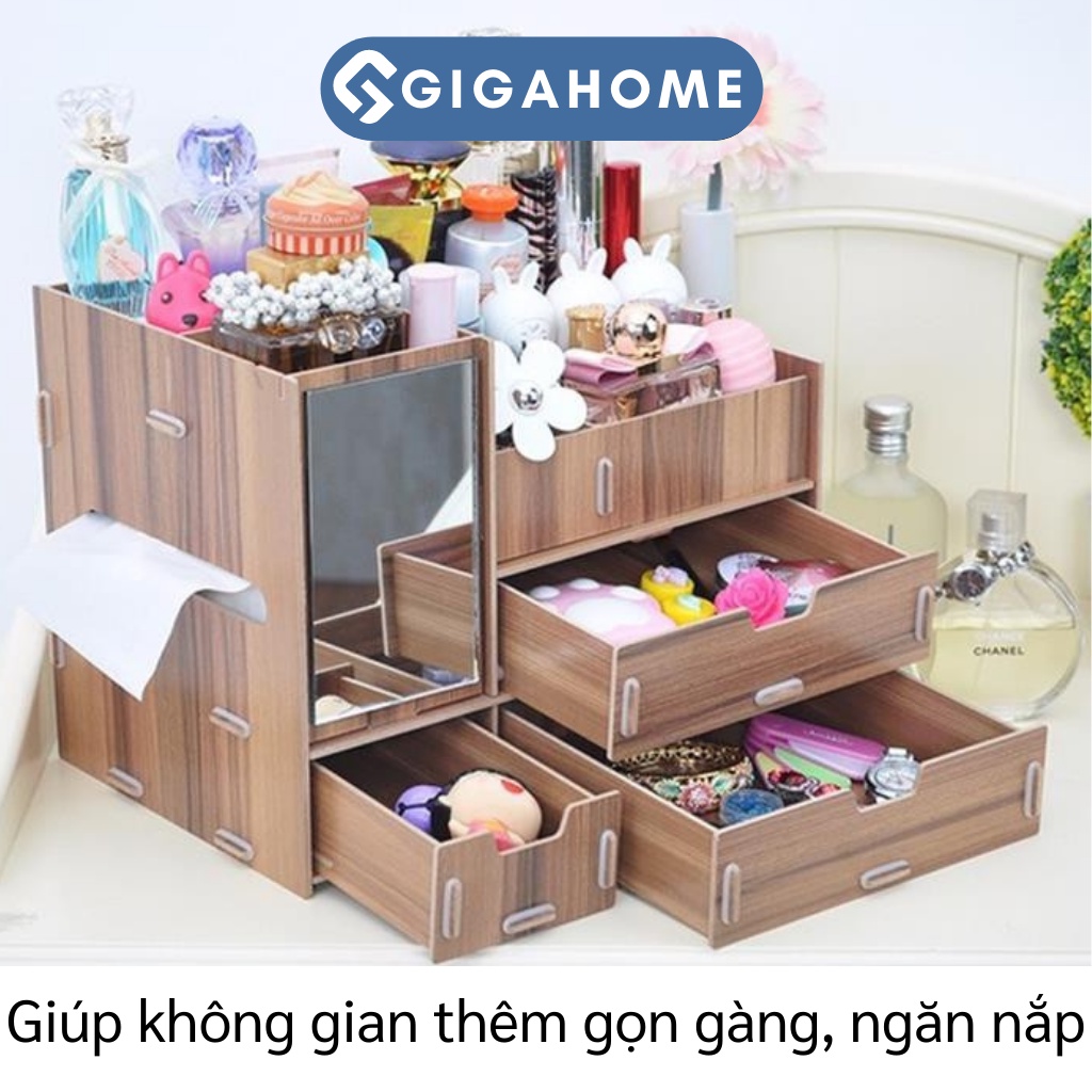 Kệ Đựng Mỹ Phẩm Siêu Tịch Ích 4 Ngăn Có Gương GIGAHOME dễ Dàng Lắp Ráp 4986