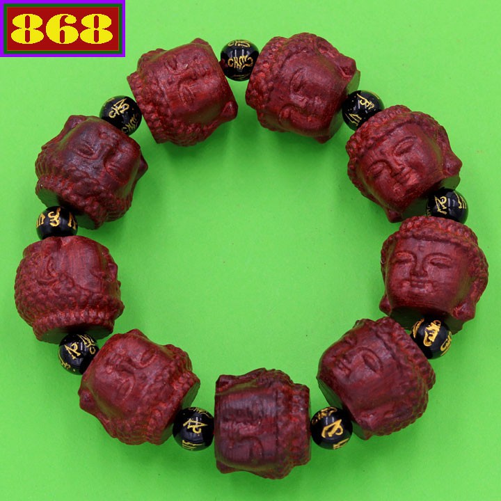 Vòng đeo tay Phật Như lai gỗ trắc đỏ NLDCT39 - Chuỗi đeo tay gỗ phong thủy - Hạt chuỗi Size lớn