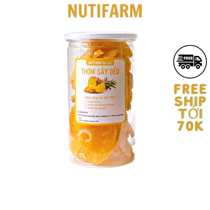 Thơm sấy muối ớt, dứa sấy dẻo ngon ngọt tự nhiên không đường 400gr NutiFarm đặc sản đà lạt
