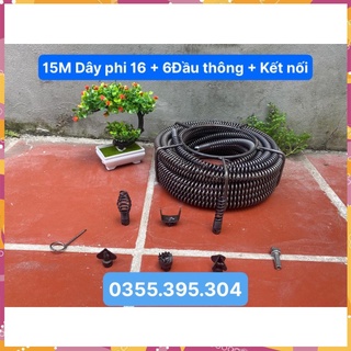 Dây thông tắc cống lò xo dùng máy khoan dài 15m + 6 đầu thông + kết nối máy khoan