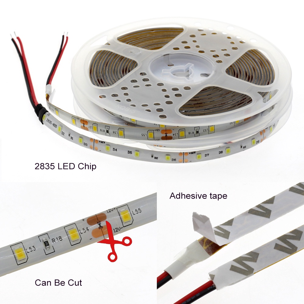 Dải Đèn Led 2835 5m 300 Bóng Dc12V Ánh Sáng Trắng Ấm Áp Thấp