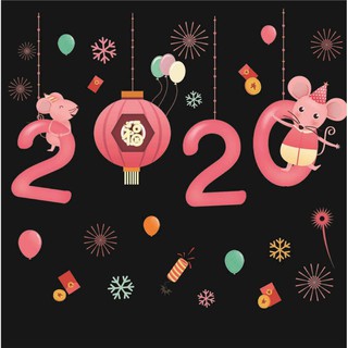 Decal tết hít tĩnh điện đón năm mới 2020 (không cần keo dán) - MẪU 130