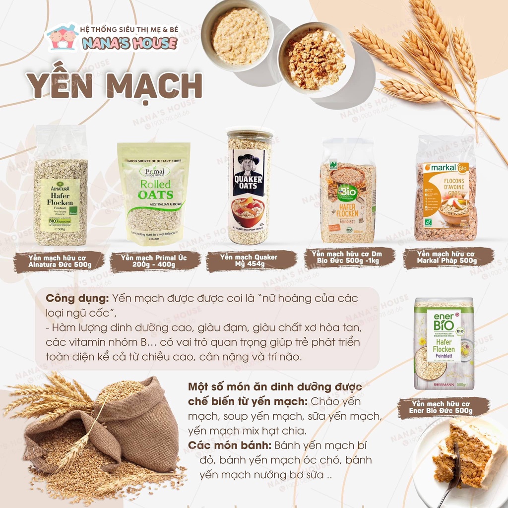 Hạt yến mạch hữu cơ (Từ 7 tháng)