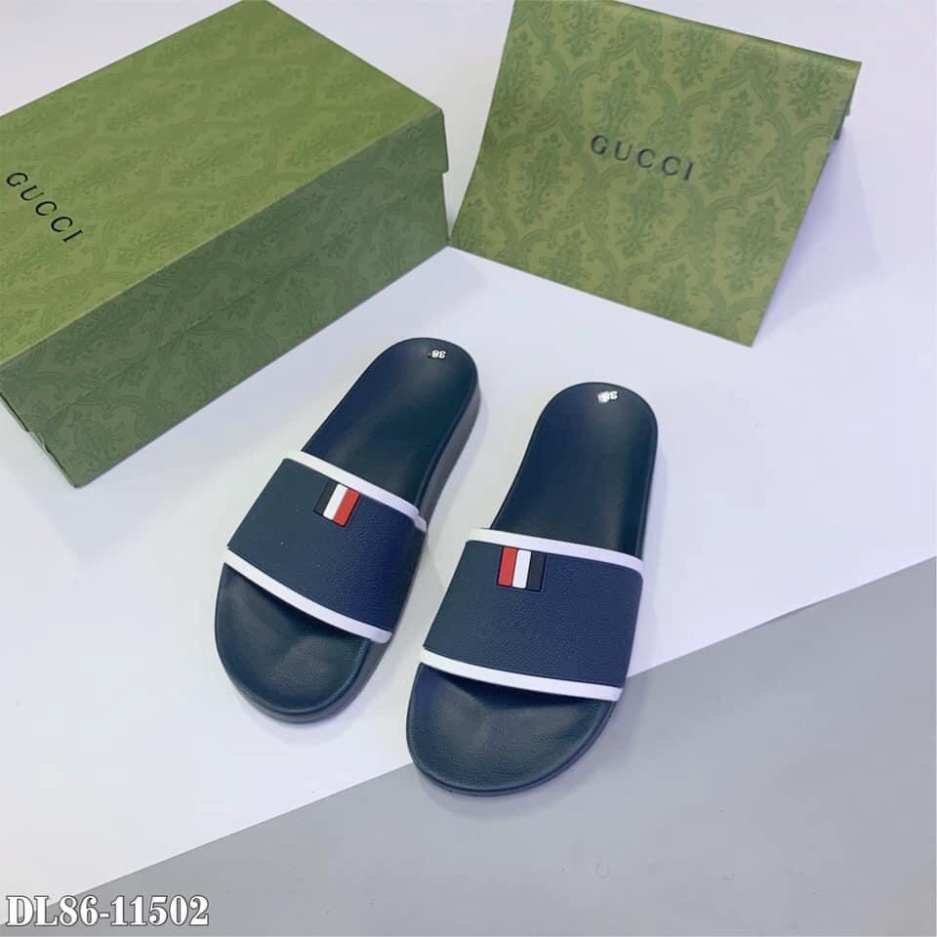 [FREE SHIP] Dép Lê Nam Quai Ngang Thom Browne Phối Viền Trắng Cực Đẹp - Dép Lê Nam Đế Cao Su Đúc Chống Nước