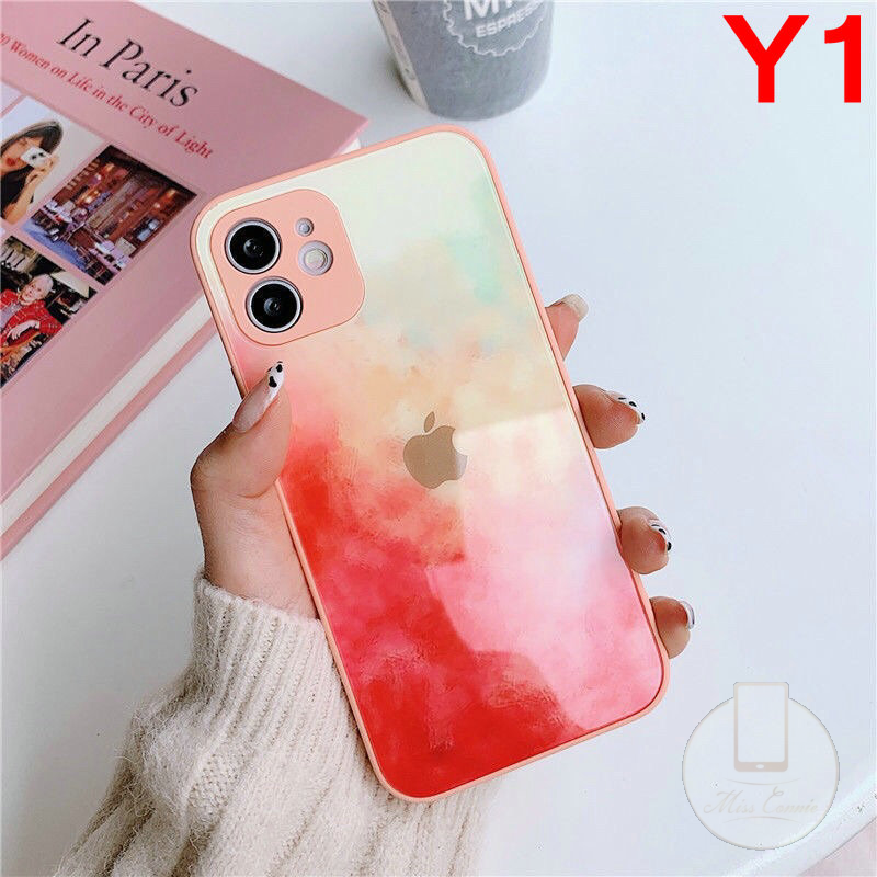 Ốp kính cường lực màu nước chống sốc cho iPhone 7 8 Plus Max 12 11 Pro Max XR X XS Max 6 6s Plus SE 2020