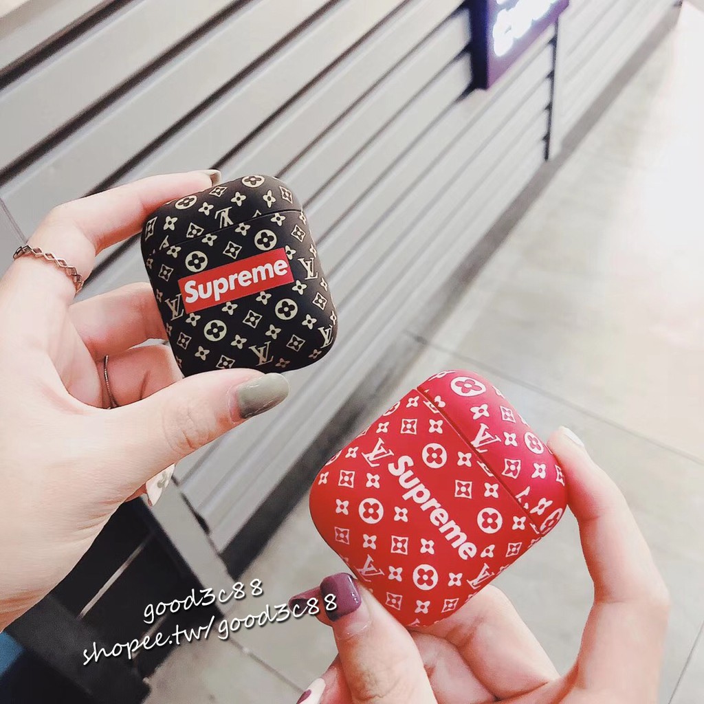 Vỏ bảo vệ hộp đựng tai nghe Airpods in tên các thương hiệu Louis Vuitton Supreme kiểu dáng sang trọng | BigBuy360 - bigbuy360.vn