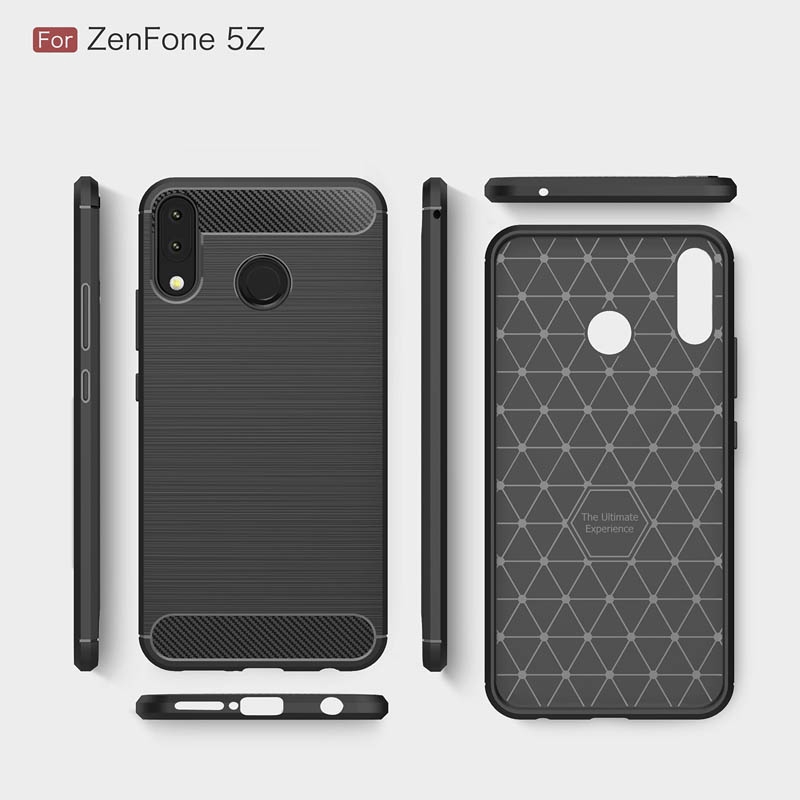 Ốp điện thoại TPU mềm kết cấu sợi carbon bề mặt nhám cho ASUS ZenFone 5Z ZS620KL ZE620KL M1 ZB555KL ZB601KL