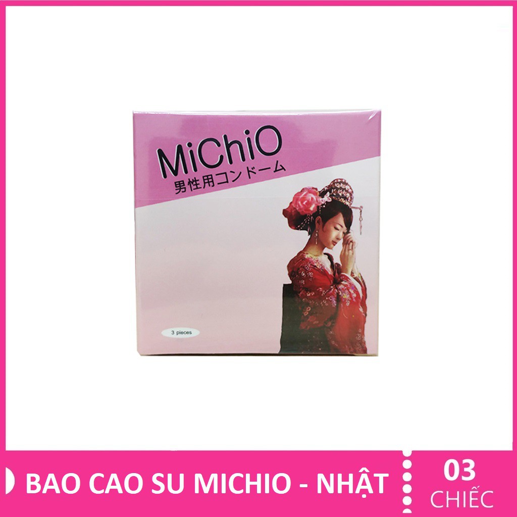 Bao cao su siêu mỏng. gai Michio Nhật Bản - hộp 3 chiếc