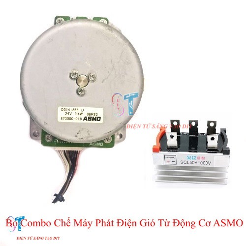 Bộ Combo Chế Máy Phát Điện Gió Từ Động Cơ ASMO 9.4W