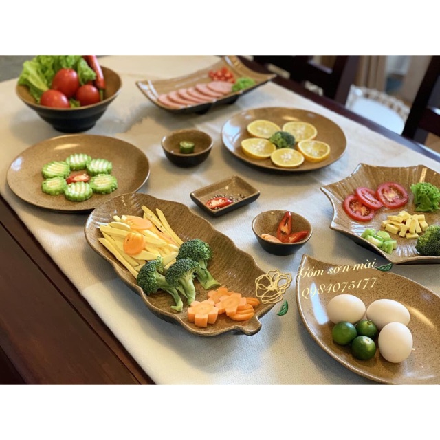 Set bộ đồ ăn men gốm theo yêu cầu - gốm sứ Bát Tràng phong cách Nhật Bản