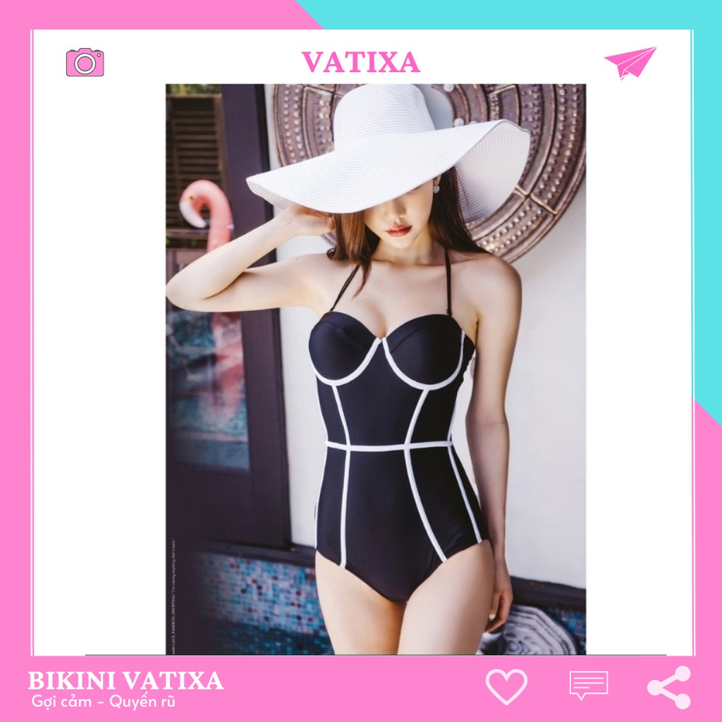 Bikini đồ bơi đi biển một mảnh viền trắng VATIXA BKN34