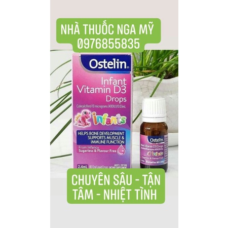 [Nhà thuốc Nga Mỹ Chính Hãng]-Date mới Ostelin Vitamin D3 (2.4 ml) - Ostelin Infant bổ sung vitamin 