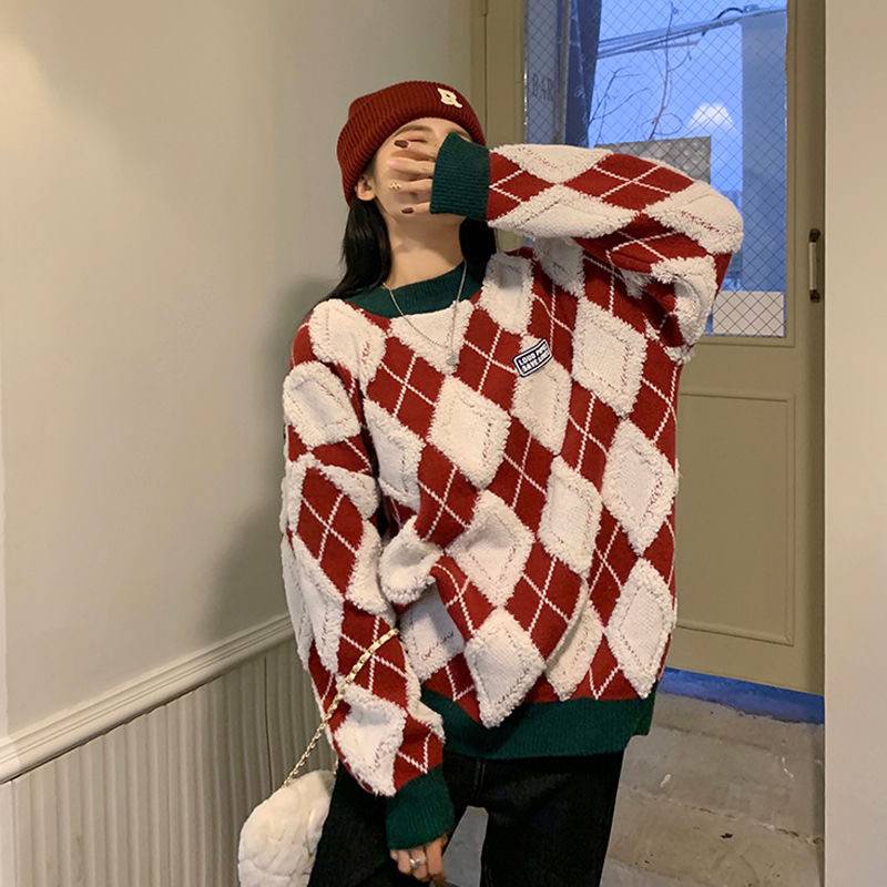 Áo Sweater Dệt Kim Form Rộng Phong Cách Nhật Bản