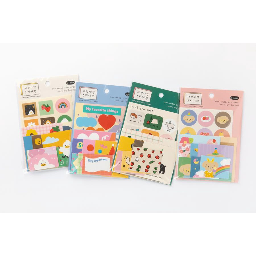 Set 18 Tấm Sticker Size Hình Vuông ARTBOX Hàn Quốc Nhiều Hình Vẽ Mali Xinh Xắn