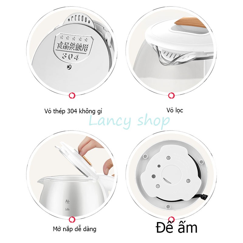 ẤM SIÊU TỐC THỦY TINH BÌNH ĐUN NƯỚC SÔI NHANH CÔNG SUẤT LỚN 1500W DỄ DÀNG VỆ SINH KHÔNG ĐỂ LẠI CẶN - L11 vt163