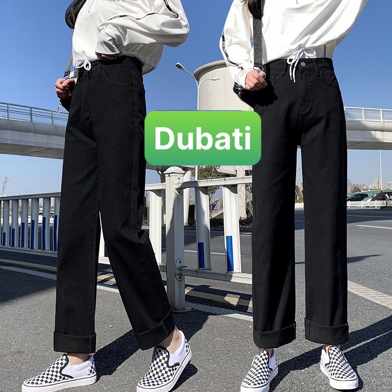 QUẦN BAGGY JEAN NỮ XUÔNG CHẤT BÒ ĐEN XÁM XANH ỐNG SUÔNG RỘNG DÀI LƯNG CAO NÂNG MÔNG HOT MÙA HÈ- DUBAITI FASHION