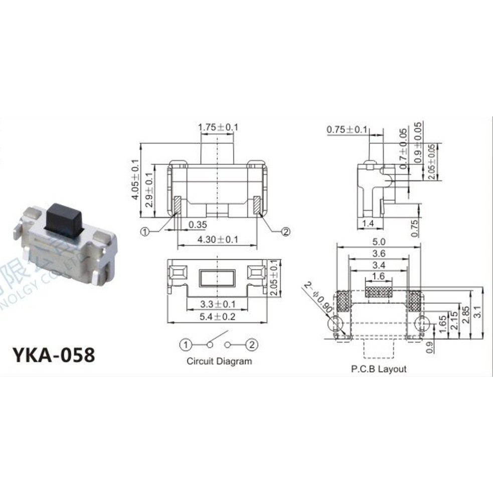 Công tắc TACT SWITCH YKA-058 --> YKA-060