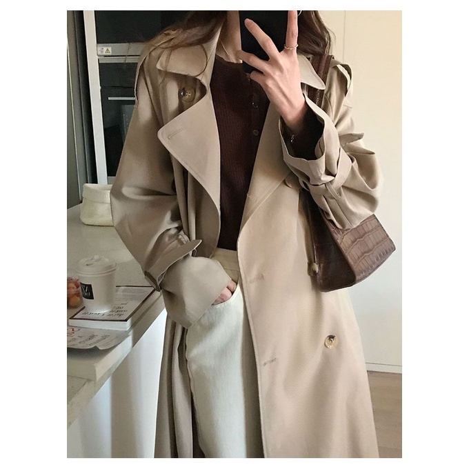 Áo khoác măng tô trench coat dáng dài phong cách Hàn Quốc