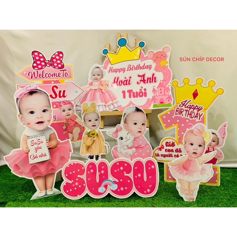 Mẫu thiết kế riêng cho bé SUSU_FREE THIẾT KẾ THEO CHỦ ĐỀ, Set Chibi sinh nhật bé gái ⚡️Flash Sale⚡️