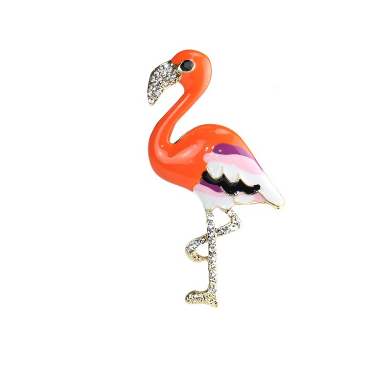 Ghim Cài Áo Hình Chim Hồng Hạc Đính Đá Nhân Tạo Thời Trang