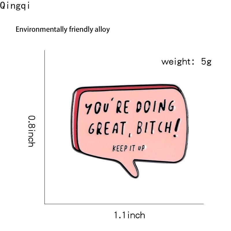 Huy hiệu cài áo MISS ZOE in chữ You Are Doing Great Bitch tráng men màu hồng