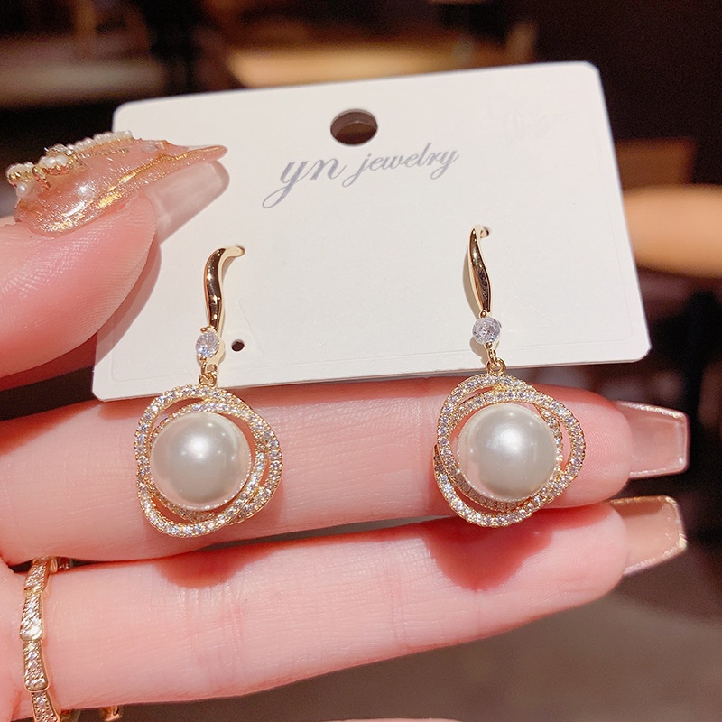 Bông tai đính ngọc trai nhân tạo, kim bạc, mạ vàng 14k, thiết kế khóa móc đơn giản, mẫu mới 2022