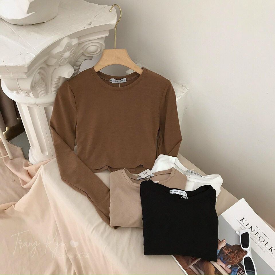 áo trơn croptop chất len mong siu đẹp phom lên ôm dáng căng đét