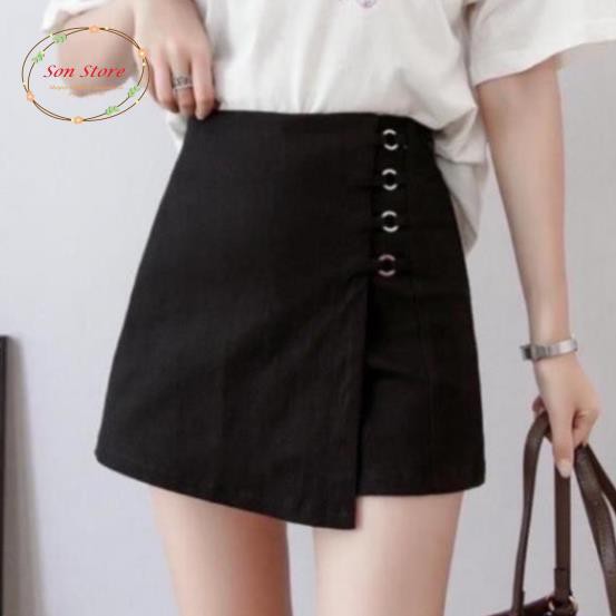 Quần giả váy vạt trước kèm khuyên tròn