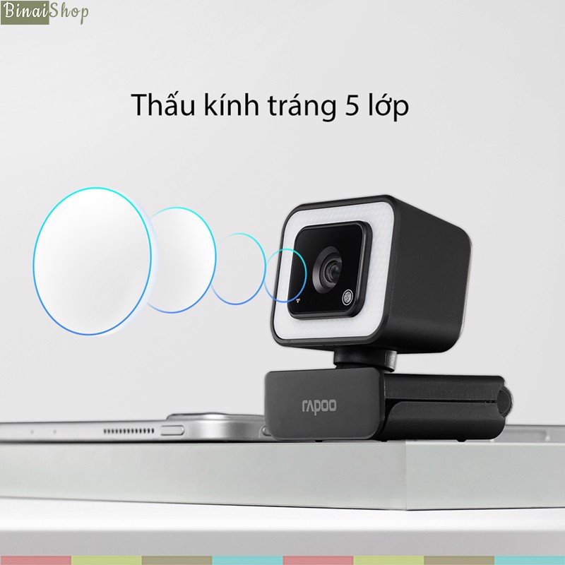 [BH 2 năm] Rapoo C270L - Webcam Họp Trực Tuyến Lấy Nét Tự Động HD 1080p, Góc Siêu Rộng 105°