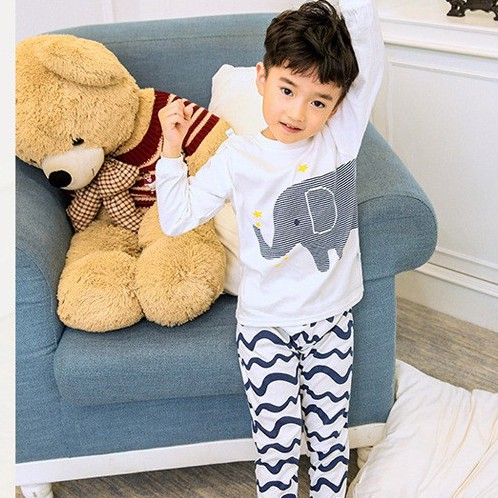 Bộ Đồ Ngủ Cotton Tay Dài In Họa Tiết Hoạt Hình Dễ Thương Cho Bé Trai Và Gái